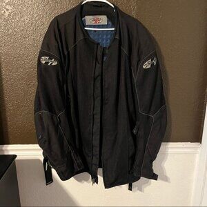 Black Joe Rocket Zip Up Armored Motorcycle Jacket, Size 5XL